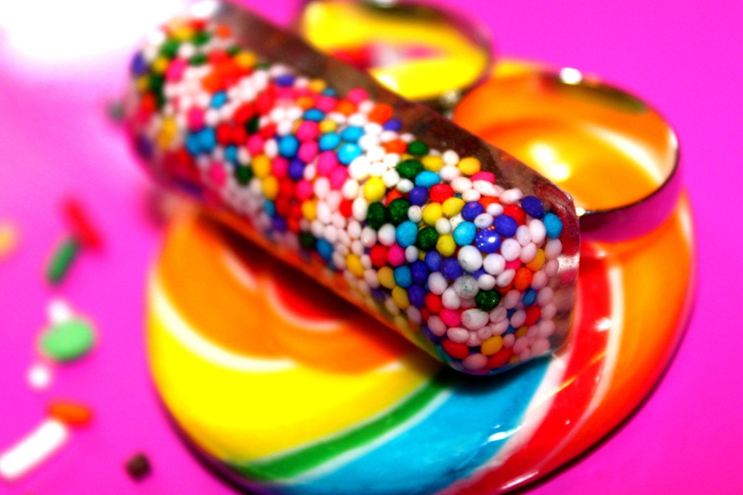 Super Sweet G Thang Ring - Sprinkle Candy Knuckle Duster Ring - Sweet In Da City Collection - Candy Resin
