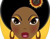 Big Eyed African American Art by Jaishi LARGE 13in x 19in