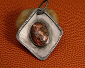 Sterling silver pendant with leopardskin jasper