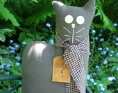 Scat The Primitive Folk Art Gray Flannel Kitty Cat Doll