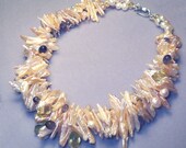 Two Strands of Dramatic and Gorgeous Pearls, Lemon Citrine and Iolite cluster necklace