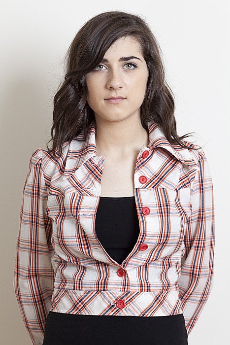 Vintage Plaid Cropped Blazer