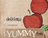 Vintage inspired Crate label print- Delicious Red Apples
