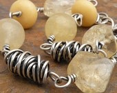 Yellow Necklace, Gemstones, Citrine, Sterling Silver, Calcite, Honey Onyx, Wire Wrapped