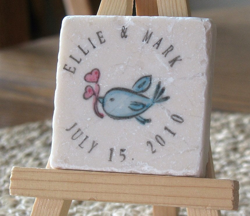 Romantic Blue Bird Save the Date Magnets, Set of 25