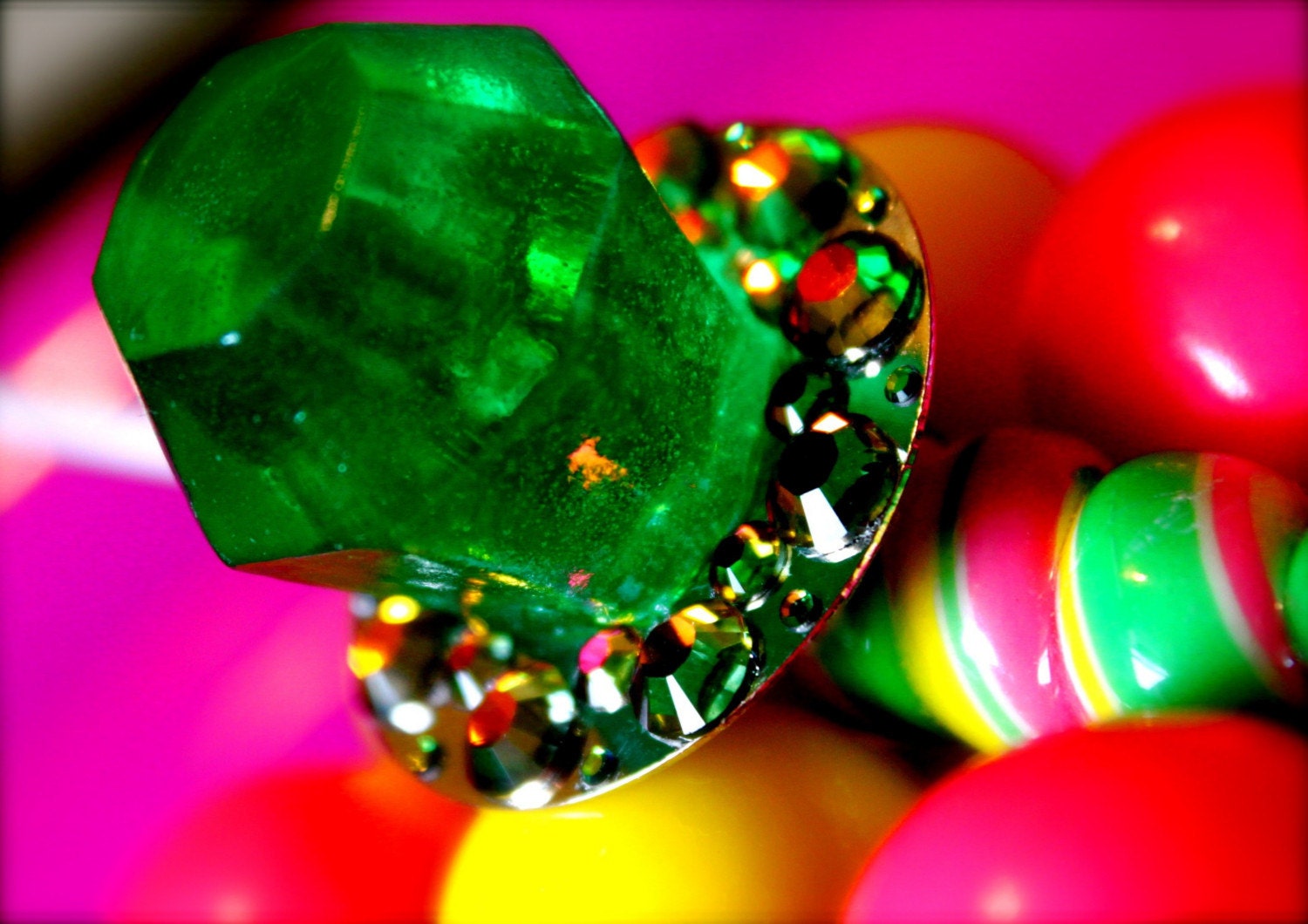 Sour Apple Candy Glam Ring Pop Resin Ring