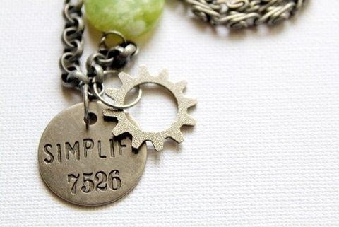 Simplify Vintage Inspired Steampunk Necklace with Stone Beads in Kiwi by Uptown Avenue
