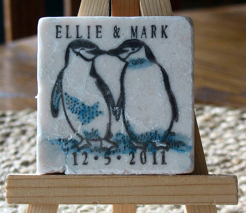 Penguin Wedding Favor Magnets, Save the Date Magnets, Set of 50