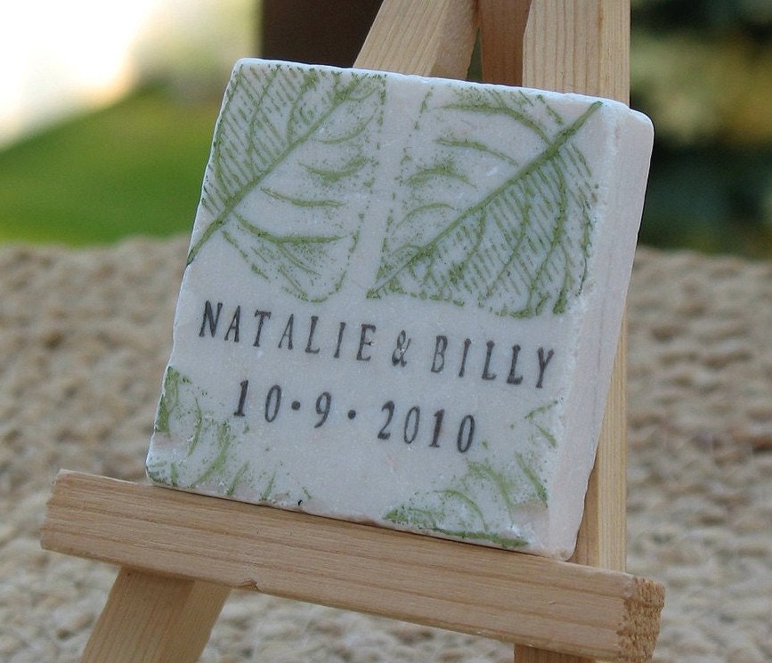 Sage Green Autumn Leaves Wedding Favors or Save the Date Magnets, Set of 25