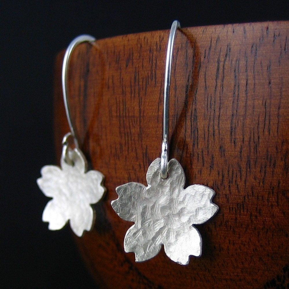 Cherry blossom earrings, textured (E-066)