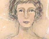 Jo - Original folk / prim watercolor portrait