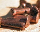 25 primitive handcrafted  copper rivets, handmade 1/8 by 3/8 in.