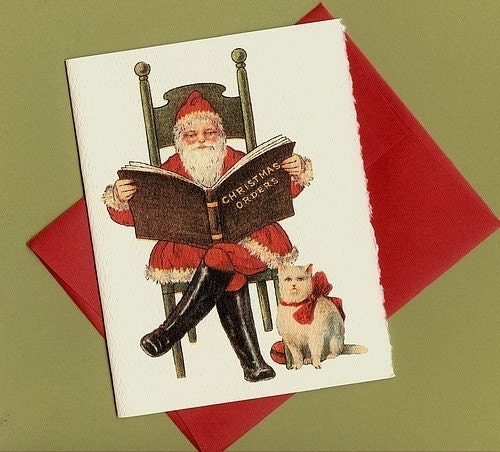 50% Percent Off SALE - Old Fashioned Christmas Card: Santa Claus is coming to town