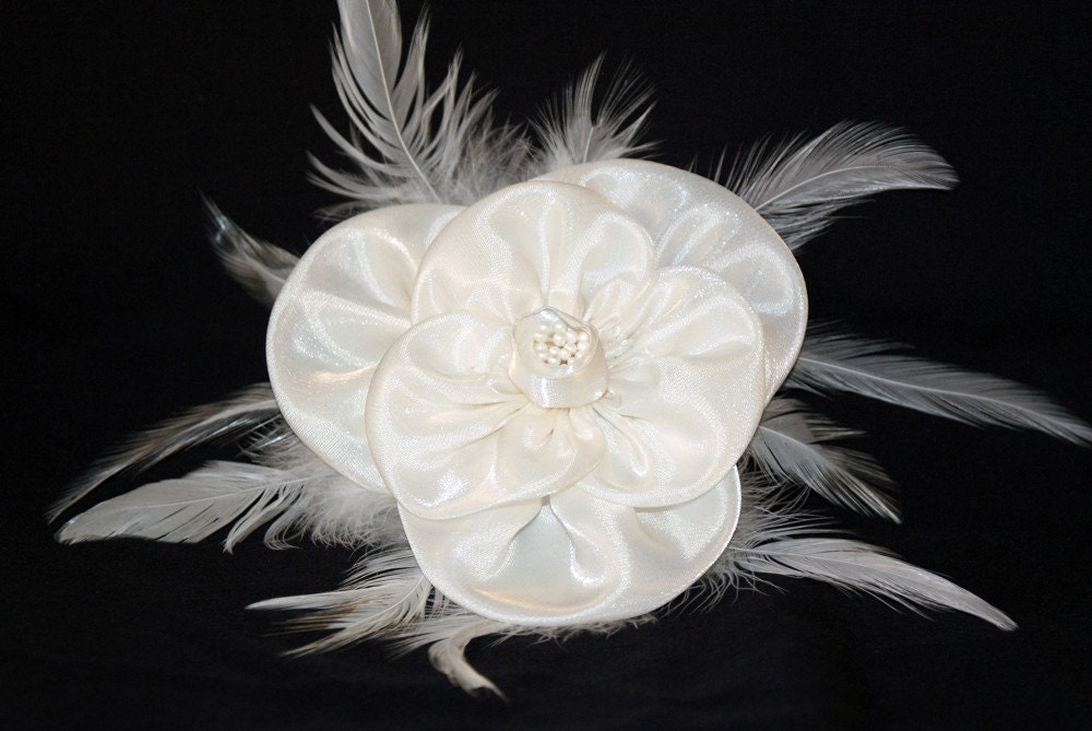 Feather and Flower Hairclip