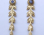 Feather Earrings- 18K and Iolite