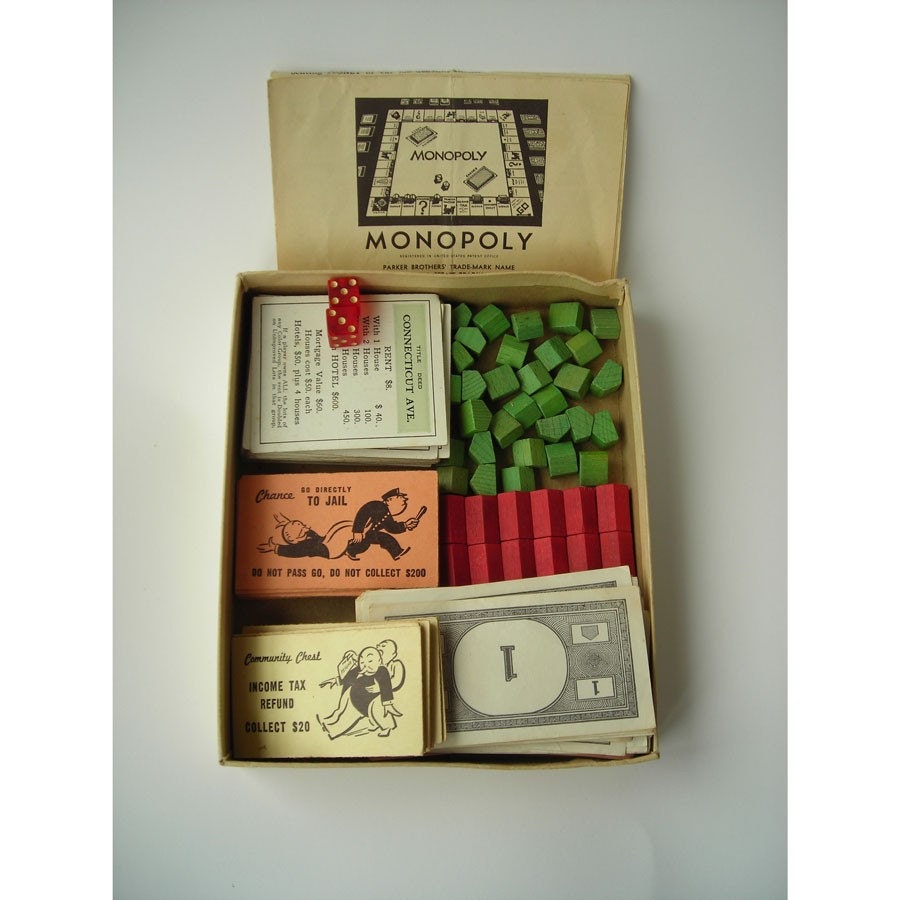 Vintage Monopoly Money Cards Houses Hotels