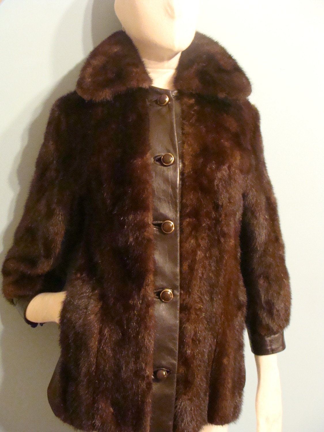 Vintage Brown Fur and Leather Jacket
