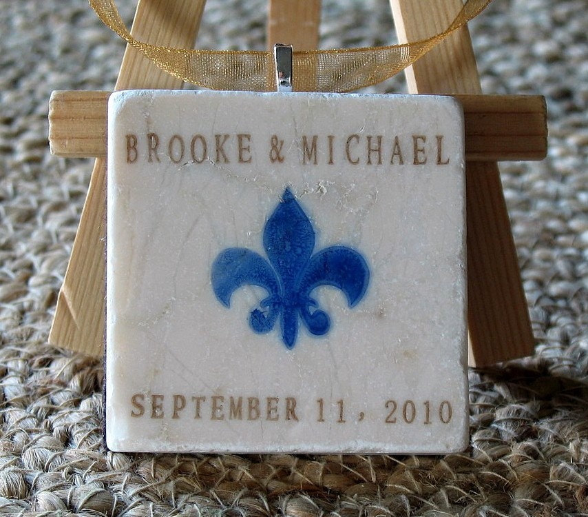 Fleur De Lis Ornament Wedding Favors, Royal Blue, Set of 25