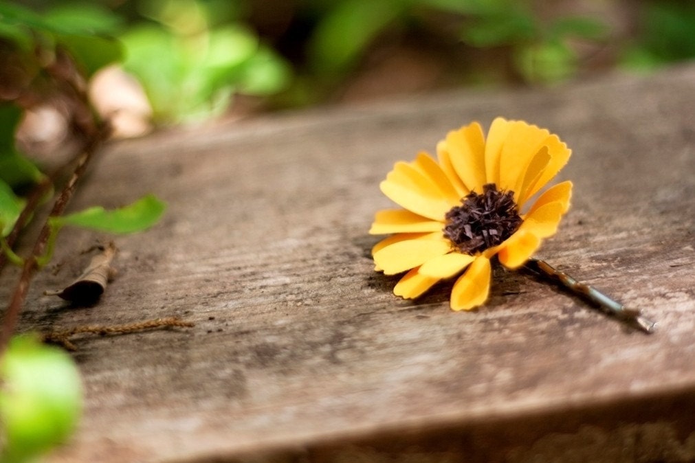 sunflower hair pin - paper flower accessories for everyday or special event