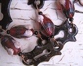 Romantic Keyhole and Ruby Glass Necklace