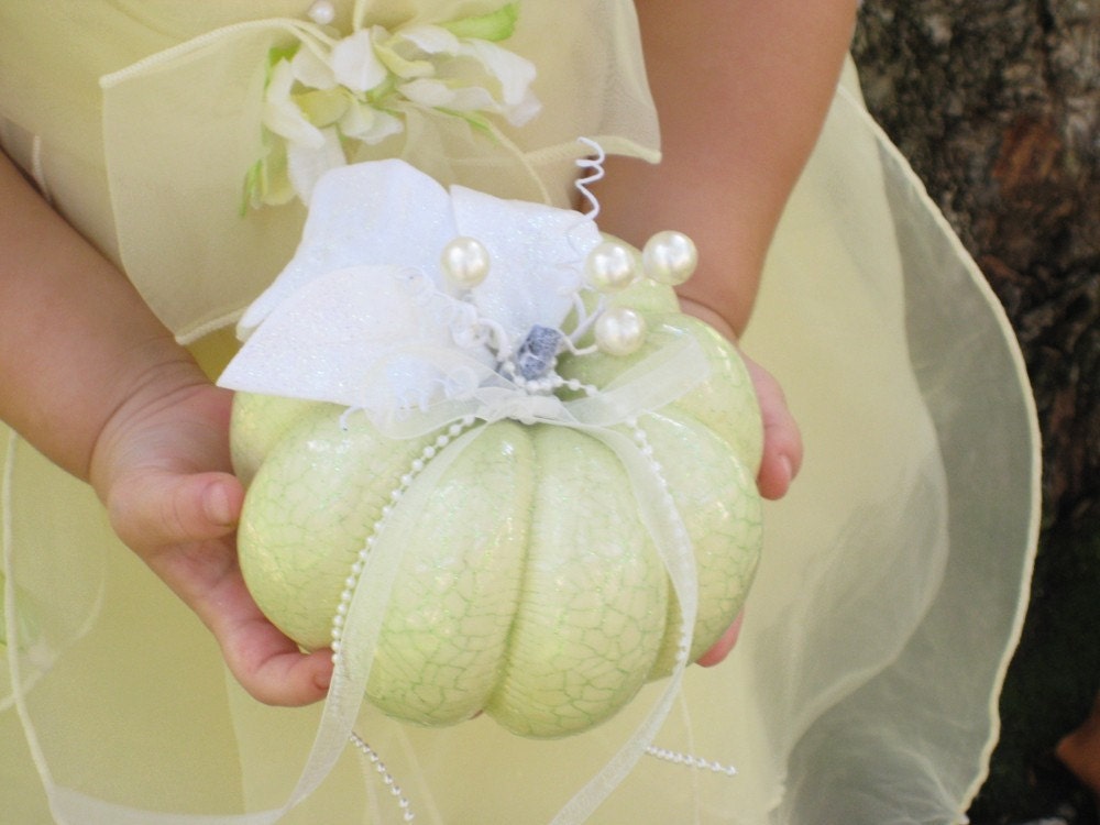 White/Ivory RING BEARER or Flower Girl Pumpkin, Perfect for Autumn and Fall Weddings -- Contact Me To Customize Your Pumpkin