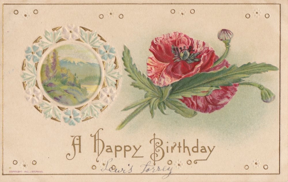 Vintage Birthday Post Card Early 1900s bd058