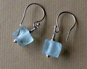 Aqua Beach Glass Earrings