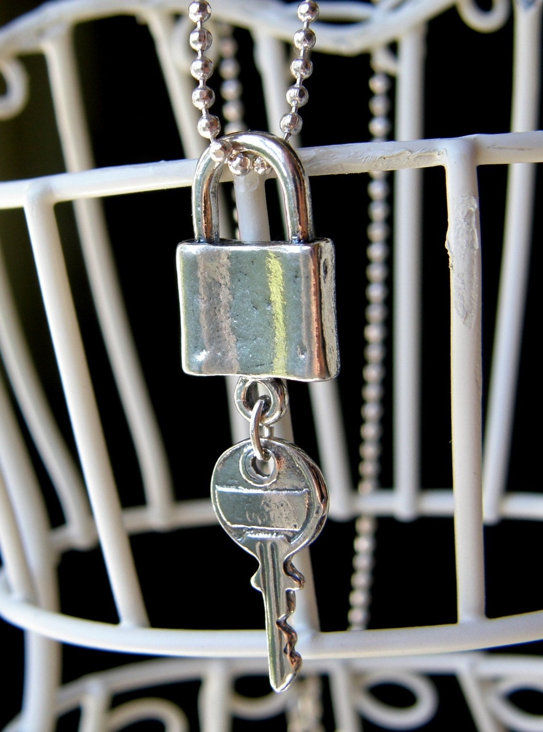 LOCK and KEY solid sterling silver necklace