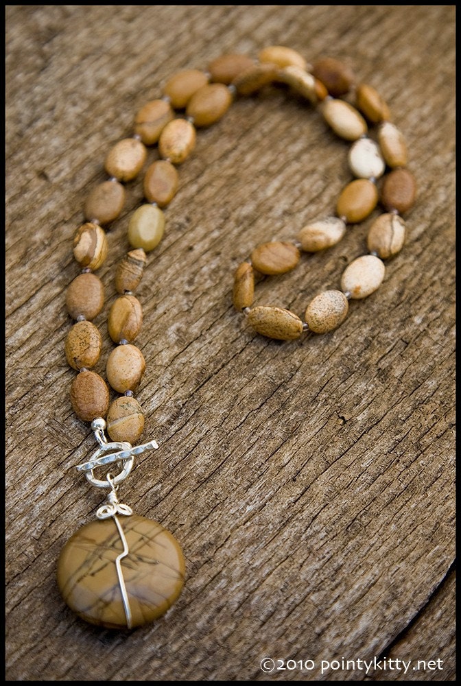 We've Heard That One Before - sterling, landscape jasper and Owyhee picture jasper necklace