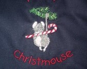 Merry Christmouse Embroidered Aprons in Black