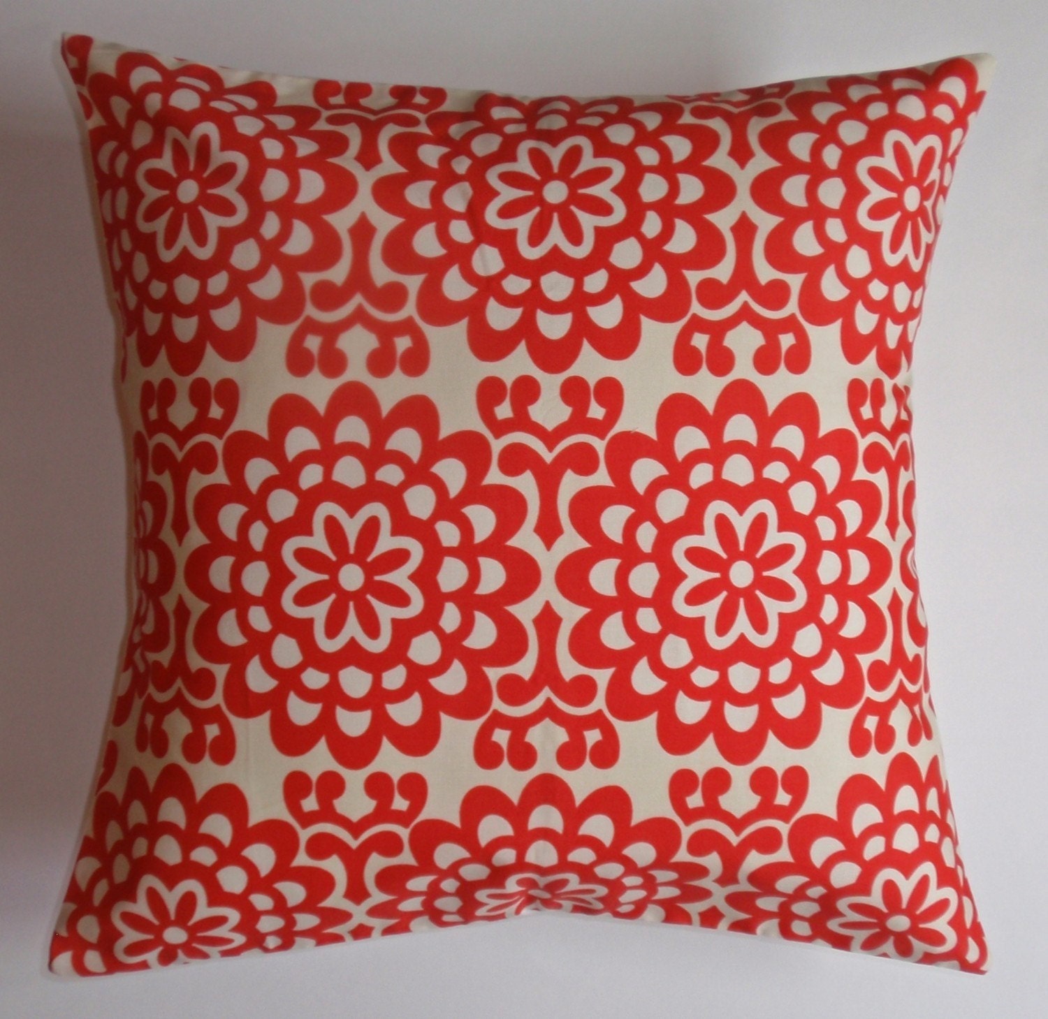 Throw Pillow 16X16 Removable cover sewn with Amy Butler's Wallflower Cherry Red fabric