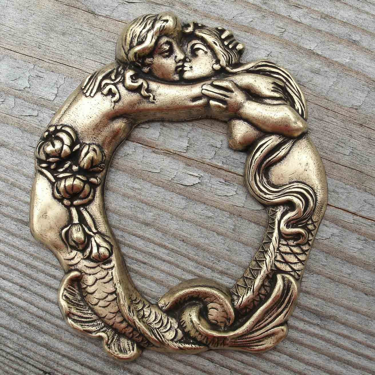1 pcs Brass Stamping  Mermaid and Merman (Large)