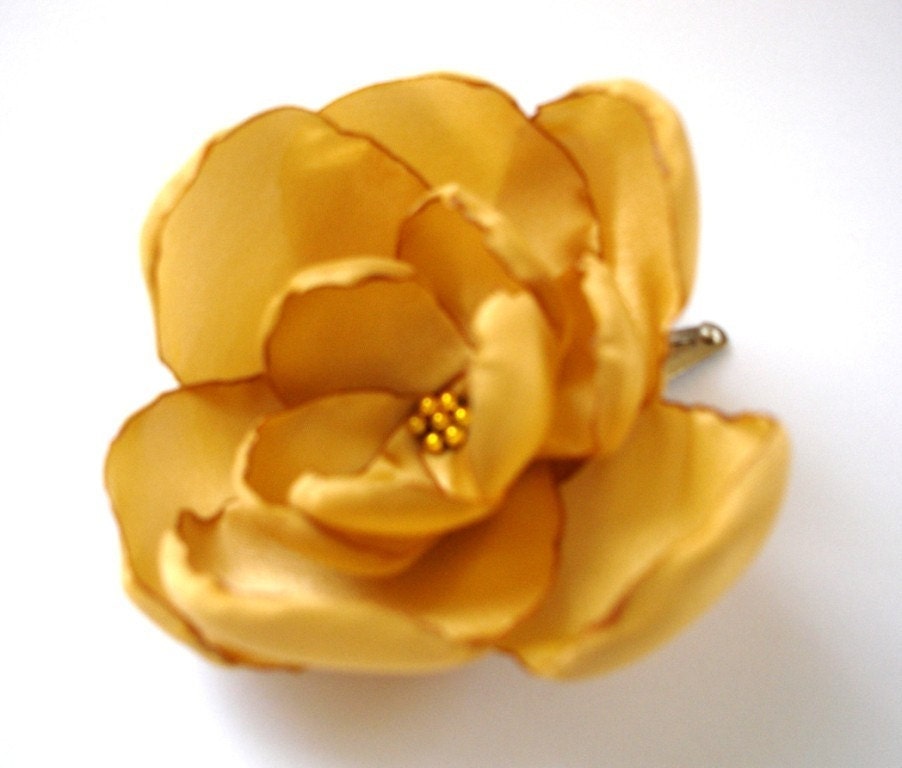ON SALE glitzy gold rose blossom wedding flower snap clip