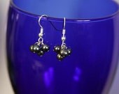 Dark Blue Pearl Cluster Earrings