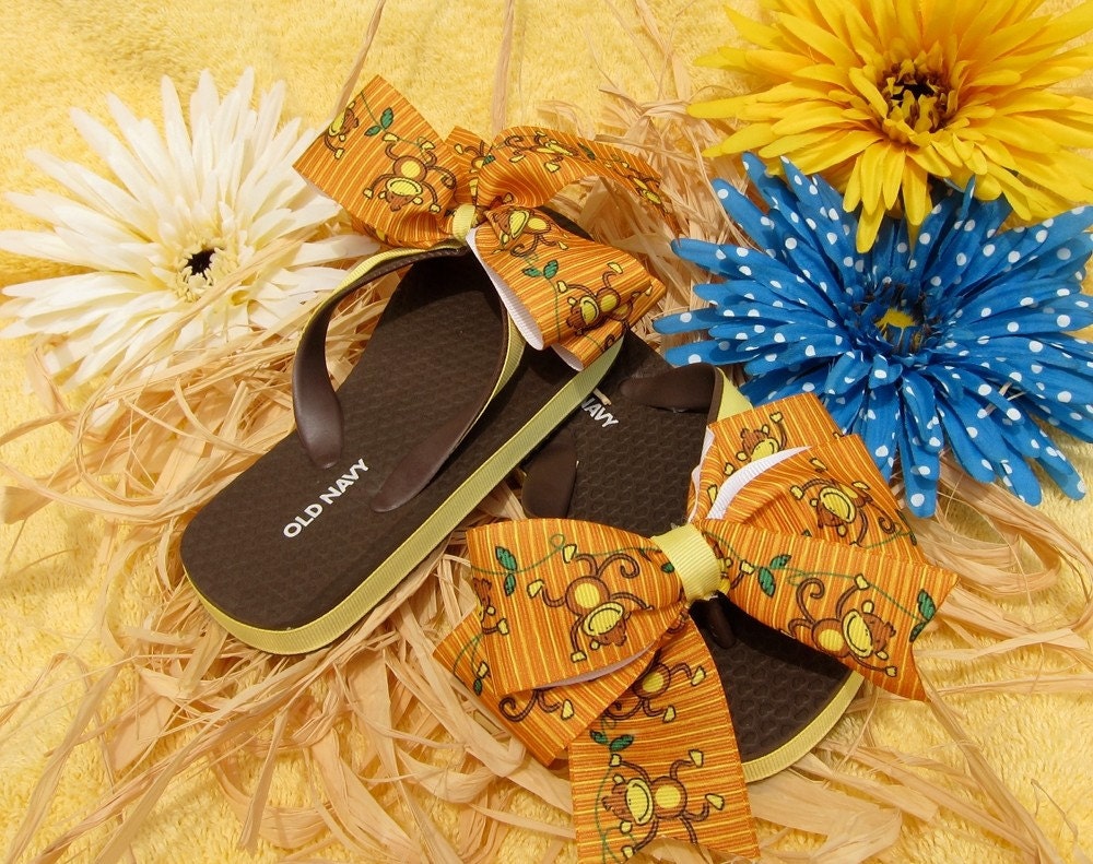 Monkey Ribbon Flip Flops