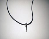Silver Juggling Club Bead with 16 inch Leather Strap