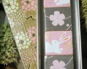 Cuteness Overload, cherry blossom and bunny Scrabble tile magnet set -M02-