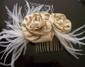 Taupe Roses and Feathers Comb