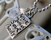 solid sterling LOVE, MIND, SOUL, BODY medallion RAINBOW MOONSTONE necklace