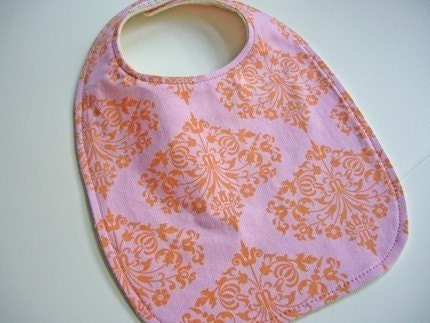 CLEARANCE SALE - Eco Baby/Toddler Bib - Pink Damask