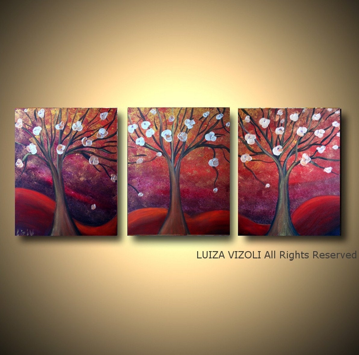 Custom Painting CHERRY BLOSSOM at SUNSET Original Abstract Modern ...
