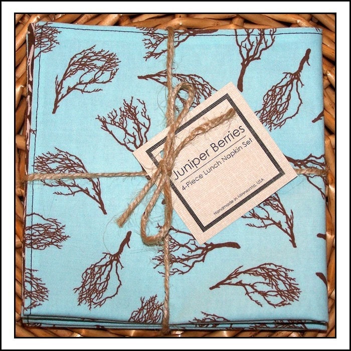 Sky Blue Branches Cloth Lunch Napkin Set