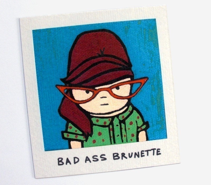 Bouffant Brunette with Red Cat Eye Glasses Magnet