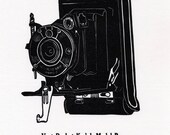 letterpress linoleum print - Vest Pocket Kodak Model B - life size