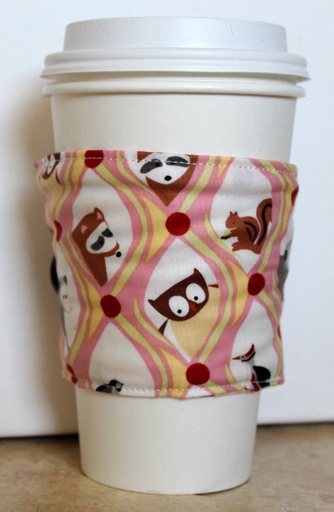SALE Hot/Cold Cup Sleeve Happy Family Reversible Cozy by Uptown Avenue