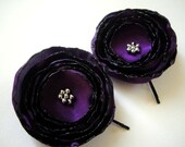 ON SALE amethyst plum rose blossom flower hair pins (2 pieces)