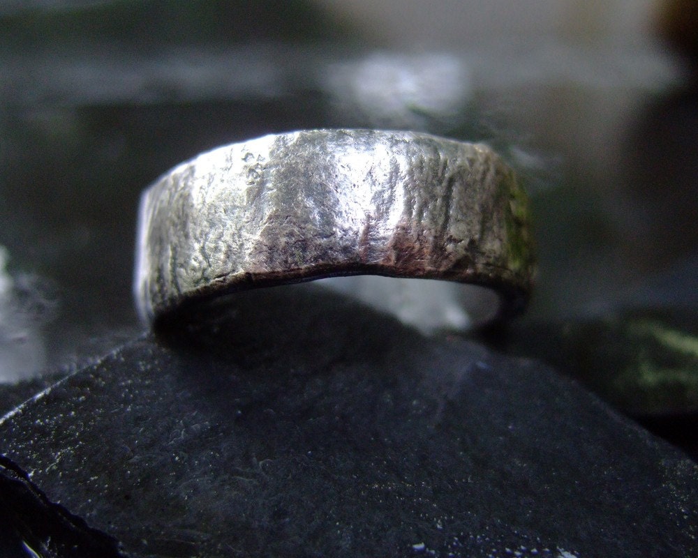 Silver Bark, mens handmade fine silver ring