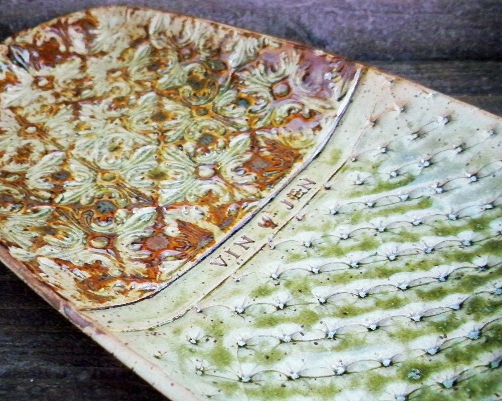 Personalized Damask Wedding Platter