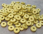 25 LIGHT OLIVE Greek Ceramic Beads 8mm Round Washer