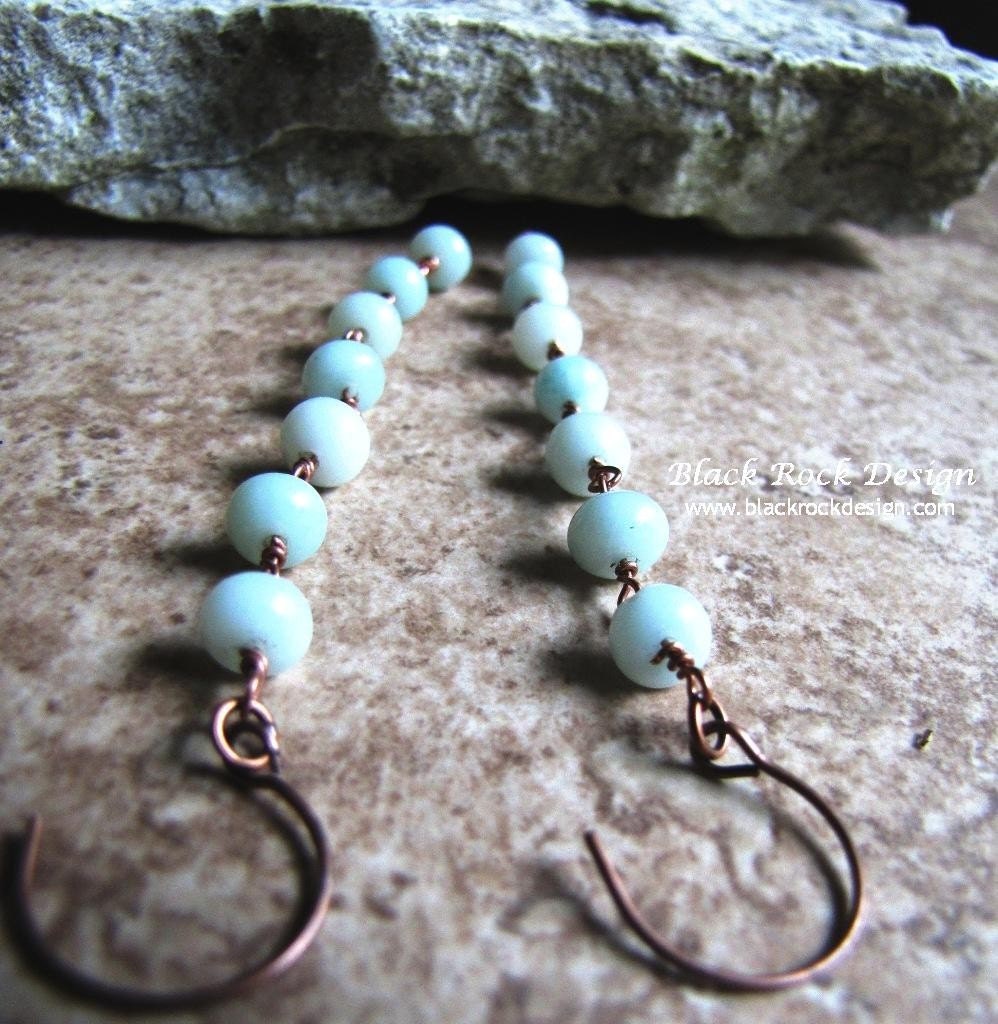 Amazonite and Bronze Earrings "Droplets"